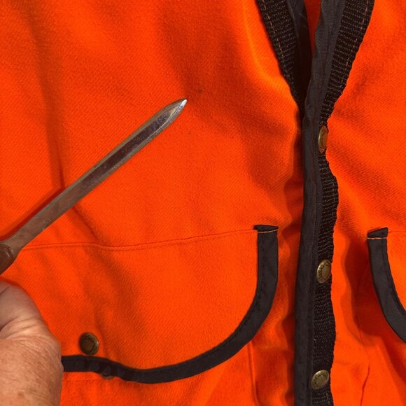 Cabelas Blaze Orange Hunting Game Bag Vest XXL Heavyweight Canvas Snap Pockets - Picture 4 of 13